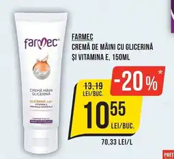 Mega Image Farmec cremă de mâini cu glicerina și vitamina e Ofertă