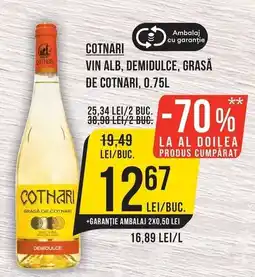 Mega Image Cotnari vin alb demidulce grasă de cotnari Ofertă