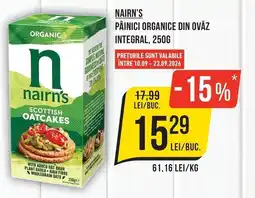 Mega Image Nairn's pâini organice din ovăz integral Ofertă
