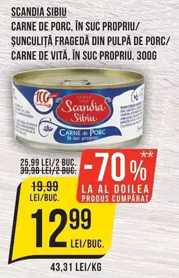 Mega Image Scandia Sibiu carne de porc în suc propriu Ofertă