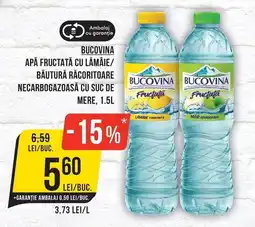 Mega Image Bucovina apă fructată cu lămâie/băutură răcoritoare necarbozăoasă cu suc de mere Ofertă