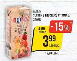 Mega Image Agros suc din 8 fructe cu vitamine Ofertă