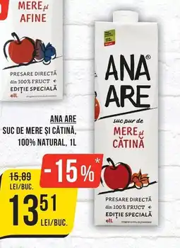 Mega Image Ana are suc pur de mere si catina Ofertă