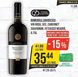 Mega Image Domeniile Davidescu vin roșu sec cabernet sauvignon fetească neagră Ofertă