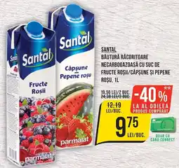 Mega Image Santal băutură răcoritoare necarbozatoasă cu suc de fructe roșii/căpșune și pepene roșu Ofertă