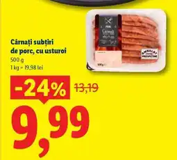 Lidl Cârnați subțiri de porc, cu usturoi Ofertă