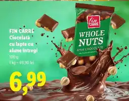 Lidl FIN CARRÉ Ciocolată cu lapte cu alune întregi Ofertă