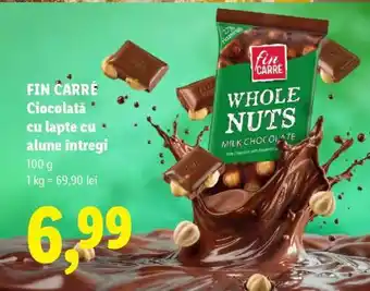 Lidl FIN CARRÉ Ciocolată cu lapte cu alune întregi Ofertă