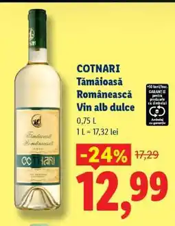 Lidl Cotnari Tămâioasă Românească Vin alb dulce Ofertă