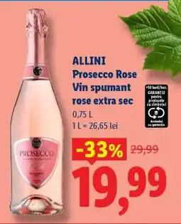 Lidl ALLINI Prosecco Rose Vin spumant rose extra sec Ofertă