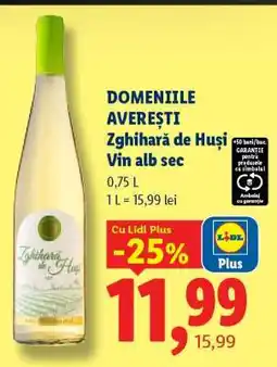 Lidl DOMENIILE AVEREȘTI Zghihară de Huși Vin alb sec Ofertă