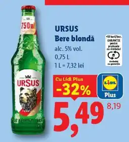Lidl URSUS Bere blondă Ofertă