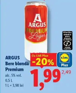 Lidl ARGUS Bere blondă premium Ofertă