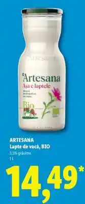 Lidl ARTESANA Lapte de vacă, bio Ofertă