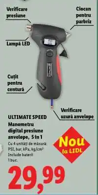 Lidl ULTIMATE SPEED Manometru digital presiune anvelope, 5 în 1 Ofertă