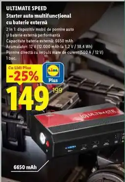 Lidl ULTIMATE SPEED Starter auto multifuncțional, cu baterie externă Ofertă