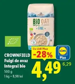 Lidl CROWNFIELD Fulgi de ovăz integral, bio Ofertă
