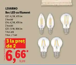 Lidl LIVARNO Bec LED cu filament Ofertă