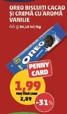 Penny OREO BISCUITI CACAO ȘI CREMĂ CU AROMĂ VANILIE Ofertă