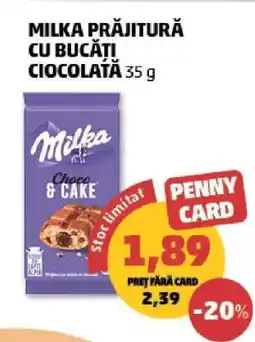 Penny Milka Prăjitură cu Bucăți Ciocolată 35 g Ofertă