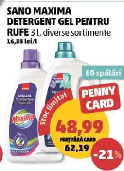 Penny SANO MAXIMA DETERGENT GEL PENTRU RUFE Ofertă