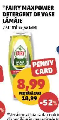 Penny FAIRY MAXPOWER DETERGENT DE VASE LĂMÂIE Ofertă