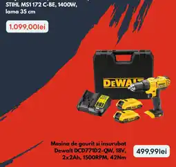 Brico Depôt DeWalt masina de gaurit si insurubat DCD771D2-QW Ofertă