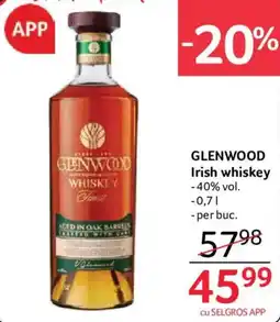 Selgros Glenwood Irish whiskey Ofertă
