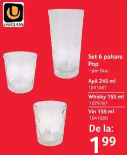 Selgros Uniglass set 6 pahare pop Ofertă