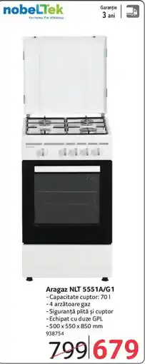 Selgros nobelTek Aragaz NLT 5551A/G1 Ofertă