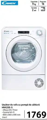 Selgros Candy uscător de rufe cu pompă de căldură H9A2DE-S Ofertă
