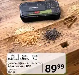Selgros Șurubelniță cu acumulator 26 accesorii și USB Ofertă