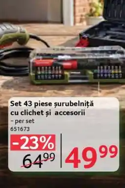 Selgros Set 43 piese șurubelniță cu clichet și accesorii Ofertă