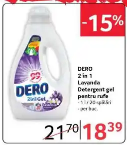 Selgros DERO 2 în 1 Lavanda Detergent gel pentru rufe Ofertă
