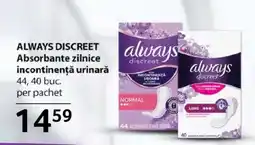 Selgros ALWAYS DISCREET Absorbante zilnice incontinență urinară Ofertă