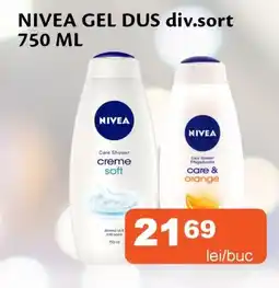 Unicarm Nivea gel dus div.sort Ofertă