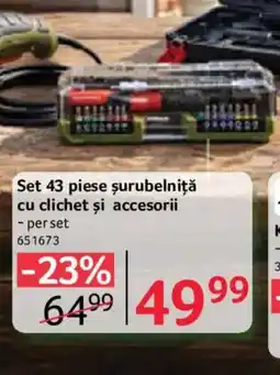 Selgros Set 43 piese surubelniță cu clichet și accesorii Ofertă