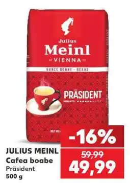 Kaufland JULIUS MEINL Cafea boabe Präsident 500 g Ofertă