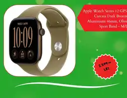 Emag Apple Watch Series 12 GPS Carcasa Dark Bronze Aluminium 46mm, Olive Sport Band - M/L Ofertă