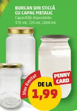 Penny Borcan din sticlă cu capac metalic Ofertă