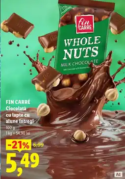 Lidl Fin carré ciocolată cu lapte cu alune întregi Ofertă