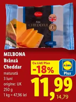 Lidl Milbona brânză cheddar Ofertă
