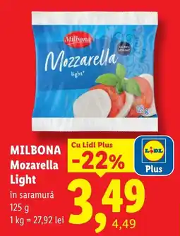 Lidl Milbona mozzarella light Ofertă