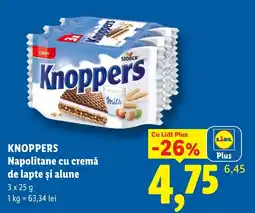 Lidl Knoppers Napolitane cu cremă de lapte și alune Ofertă