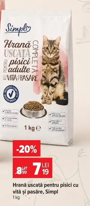 Carrefour Market Simpl hrană uscată pisici adulte cu vită și pasăre Ofertă