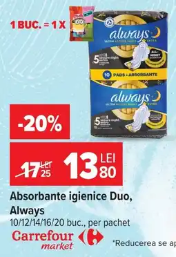 Carrefour Market Always absorbante igienice duo Ofertă