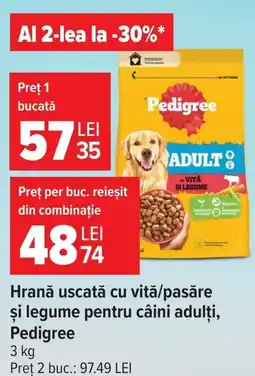 Carrefour Market Pedigree hrană uscată cu vită/pasăre și legume pentru câini adulți Ofertă