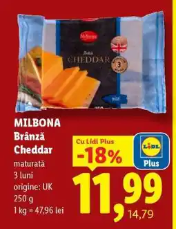 Lidl Milbona Brânză Cheddar Ofertă