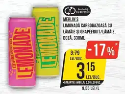 Mega Image Merlin's limonadă carbo gazoasă cu lămâie și grapefruit/lămâie Ofertă