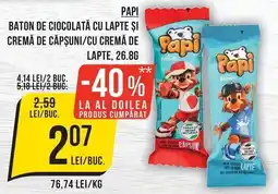 Mega Image Papi baton de ciocolată cu lapte și cremă de căpșuni/cu cremă de lapte Ofertă